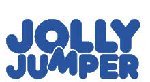 Animated Jolly Jumper logo – blue brand text bouncing to reflect baby jumping motion