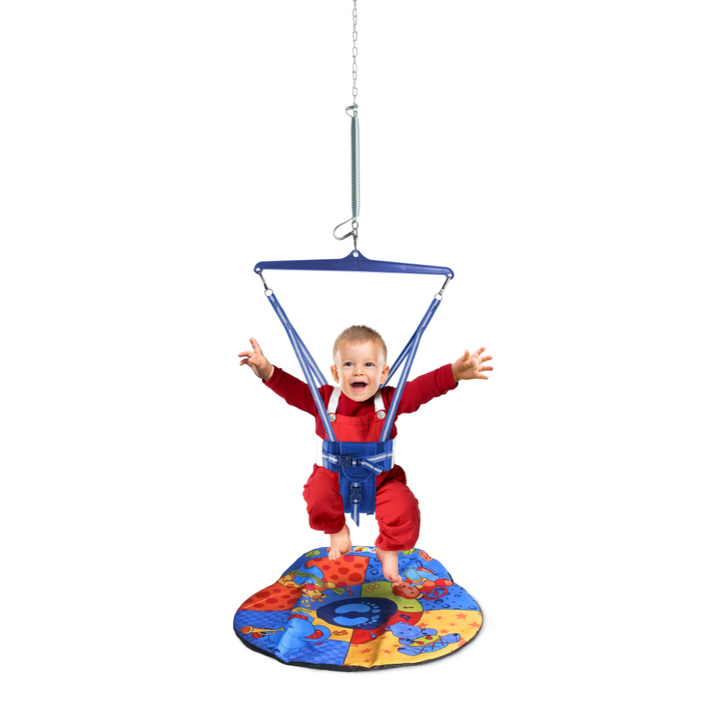 Baby bouncing on the Jolly Jumper with Musical Mat
